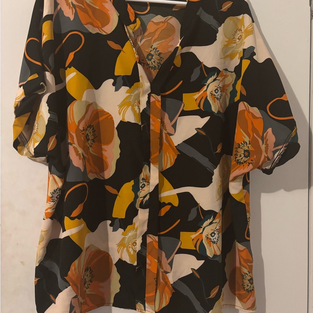 SHEIN Brown and Orange Boxy Oversized Blouse